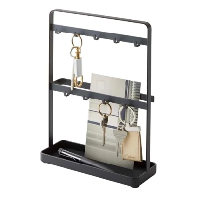 Immagine di Yamazaki 2778 Smart Supporto per Gancio Chiave, Nero, Acciaio, Design Minimalista, 20 x 7,5 27 cm (LxPxA)