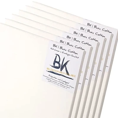 Immagine di 6X B.K. Basic Tela Cotone 70x100cm su Telaio a barella 70 x 100 cm Due innescata, pronta dipingere con