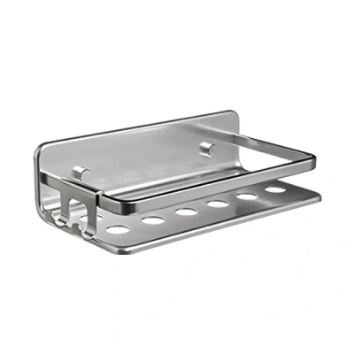 Immagine di Tatay Moon Mensola doccia rettangolare, 100% acciaio inossidabile, alluminio, 20 x 10 5,5 cm, Kit colla e fissaggio venduto separatamente