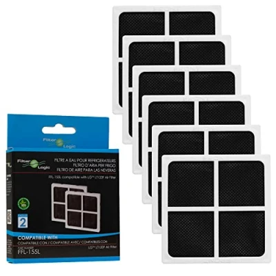 Immagine di FilterLogic FFL 155L Pacco da 6 Filtro dell&#039;aria per frigorifero Compatibile con LG Pure N Fresh ADQ73214405 ADQ73214404 ADQ73214408 LT120F antibatterico