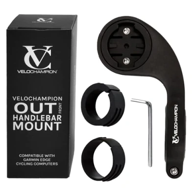 Immagine di VeloChampion Davanti Supporto per manubrio computer GPS compatibile con Garmin 130/530/540/820/830/840/1030/1040 e Edge Explore. Adatto manubri fino a 35 mm