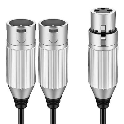 Immagine di J&amp;D Cavo Splitter XLR, con Spina Microfonica Bilanciata Rivestita in PVC 2 XLR Maschio a Femmina 3 Pin Jack Y Microfonico Adattatore per Mixer Record AMP Limiter Speaker
