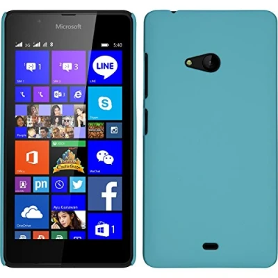Immagine di PhoneNatic Custodia Rigida Compatibile con Microsoft Lumia 540 Dual gommata Azzurro Cover + Pellicola Protettiva