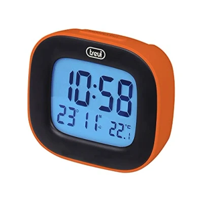 Immagine di Trevi SLD 3875 Orologio Digitale con Display LCD, Sveglia, Termometro, Calendario e Funzione Snooze, Arancio