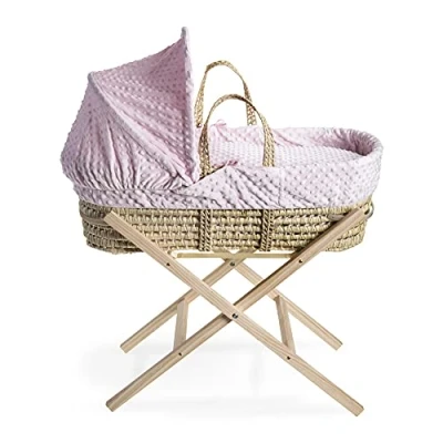 Immagine di Clair de Lune Dimple Palm Cesta in vimini con supporto pieghevole, 75 x 28 cm, colore: Rosa