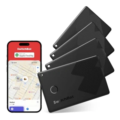Immagine di SwitchBot Wallet Finder Card 4 pezzi, Smart AirTag compatibile con Apple Find My, Bluetooth Tracker per chiavi, telefoni, bagagli, fino a 3 anni di batteria, Resistente all&#039;acqua e alla polvere