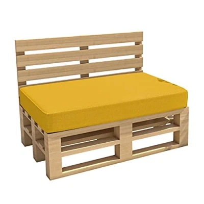 Immagine di chilly pilley Cuscino Impermeabile Per Mobili In Pallet Da Giardino Interno Esterno Lavabile Sfoderabile Del Sedile (Cuscino 120x80x15, Giallo)
