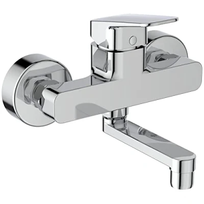 Immagine di Ideal Standard Ceraplan, Miscelatore monocomando a parete per lavabo, Bocca mobile orientabile, Cromato