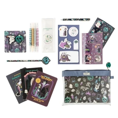 Immagine di Grupo Erik: Set Cancelleria Disney Villainous Kit di con 3 Quaderni A6, Penna e Matita, 4 Evidenziatori, Clips, Note adesive, Stickers Astuccio Villains