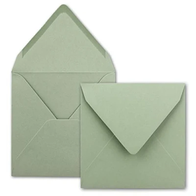 Immagine di GUSTAV NEUSER FarbenFroh® Buste quadrate per lettere senza finestra, verde eucalipto, 100 pezzi, 15,5 x 15, 5 cm, chiusura con colla da inumidire, biglietti di nozze, inviti e altro