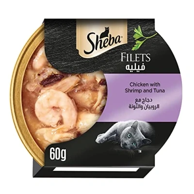 Immagine di Sheba Filets 16 x 60 g Umido per gatti Pollo con Gamberetti