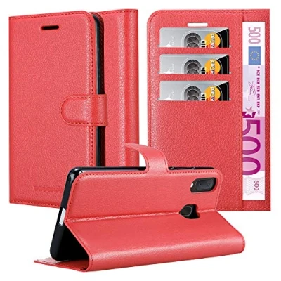 Immagine di Cadorabo Custodia Libro per Samsung Galaxy A40 in ROSSO CARMINIO con Vani di Carte, Funzione Stand e Chiusura Magnetica Portafoglio Cover Case Wallet Book Etui Protezione