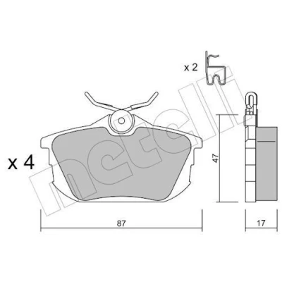 Immagine di metelligroup 22 0347 0 Pastiglie Freno Anteriori E Posteriori, Made in Italy, Pezzo di Ricambio per Auto/Automobile, Kit da 4 Pezzi, Certificate ECE R90, Prive Rame