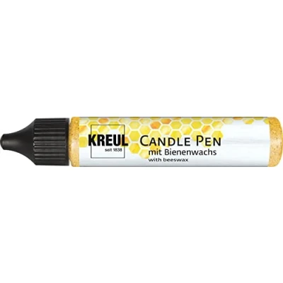 Immagine di Kreul 49733 Penna, Oro Glitterato, Penna Punta fine, Vernice con Cera d&#039;api per Decorare e dipingere Le Candele, Colore Gold, 29 ml,