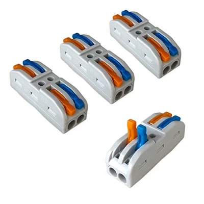 Immagine di Aiqeer 16 Pezzi SPL 2 Leva Dado Cavo Connettore, in out Bilaterale Conduttore Compatto Morsettiera Connettore Molla, Rapido (Leva Multicolore)