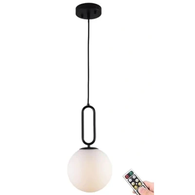 Immagine di KEFA Lampada a sospensione non cablata batteria, stile moderno di metà secolo, senza fili, con telecomando e lampadina dimmerabile, per cucina, isola, soggiorno, camera da letto, bar, sala pranzo