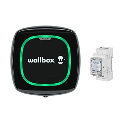 Immagine di Wallbox Pulsar Plus, caricabatterie per veicoli elettrici (7,4 kW, 5 metri, tipo 2, WiFi, Bluetooth, OCPP, interno/esterno) nero + Power Boost monofase