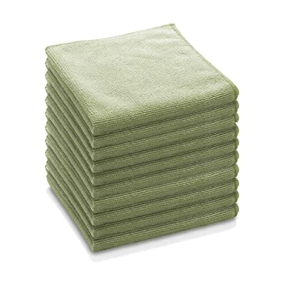 Immagine di e Cloth panno in microfibra per uso generico, multiuso la pulizia delle superfici domestiche, lavabile riutilizzabile, 100 pezzi, verde