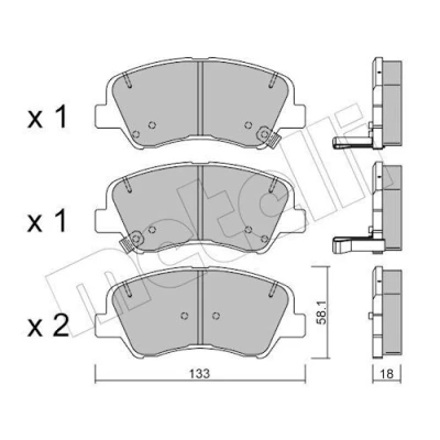 Immagine di METELLI Kit pastiglie freno con segnalatore acustico usura 22 0943 0 KIA: RIO 3, 4, 3 Stufenheck, HYUNDAI: i20 II Hatchback, Active