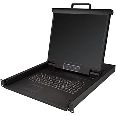 Immagine di StarTech.com Console KVM per Armadio Rack, Switch VGA a 1 porta, Monitor LCD 19&quot;, Montabile Rack con cavi da 1,8 m 1U, Supporto USB + VGA, Tastiera Inglese, 50.000 MTBF (RKCONS1901)