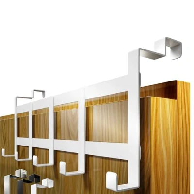 Immagine di 4smile appendiabiti da porta appendere all&#039;interno Bianco per posteriore con cuscinetti antiscivolo e feltro Ganci salvaspazio come interna