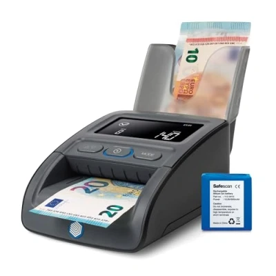 Immagine di Safescan 155 S Verifica banconote portatile completo che le Verificatore del falso a 7 punti Accurato al 100% con batteria e impilatore inclusi