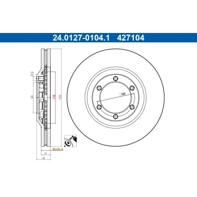 Immagine di ATE Disco freno ISUZU: D Max II Pick up, 1 Pickup, 280,0mm 27,0mm 6 109,0mm ventilato rivestito 24.0127 0104.1 Dischi