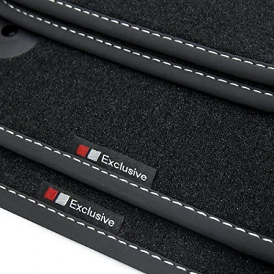 Immagine di teileplus24 EF100 Tappetini Exclusive Line Design per Audi A1 8X 2010 2018 con Cucitura Decorativa, Cucitura:Argento