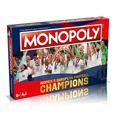 Immagine di Winning Moves Gioco da tavolo monopoly dei campioni europei di calcio femminile, intraprendi la strada per Wembley acquisendo Beth Mead e Lucy Bronze ruggisci verso vittoria, ottimo regalo
