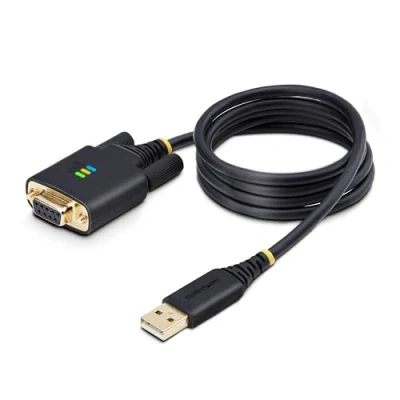 Immagine di StarTech.com Cavo da USB A Seriale Null Modem 1m, Ritenzione COM, FTDI, Adattatore RS232, Viti/dadi DB9 intercambiabili