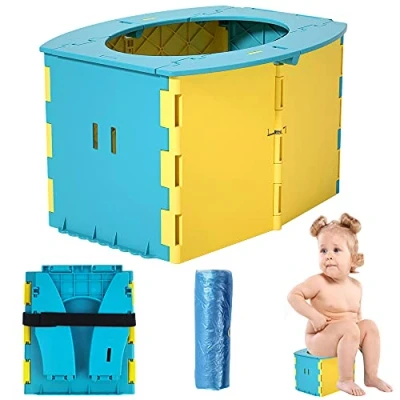 Immagine di FEIBA Toilette per Bambini Portatile, Vasino da allenamento, viaggio Sedile WC pieghevole con 10 borse usa e getta, Interni ed Esterni