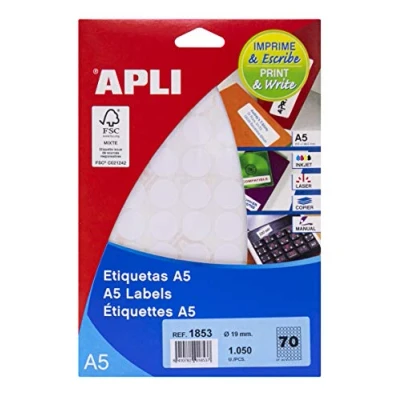 Immagine di APLI Labels A5 Print&amp;Write 19 x 19mm