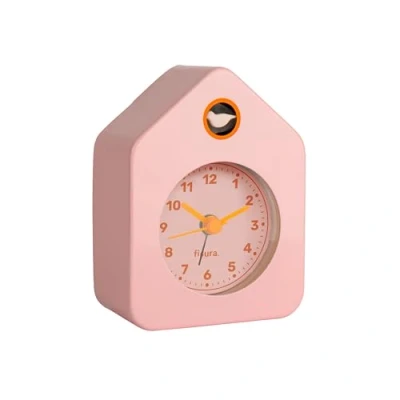 Immagine di Fisura sveglia mini casetta rosa. analogica senza ticchettio, originale. Piccola sveglia. Dimensioni: 9,7 cm x 7,3 4,5 cm. 1 pila AA