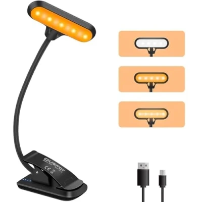 Immagine di OUSFOT Luce per Lettura Libri a Letto, 9 LED da libro 3 Luminosità Lampada Ricarica USB Rotazione di 360Applicabile Letto,E reader,Tablet,Studio,Libri,Viaggio