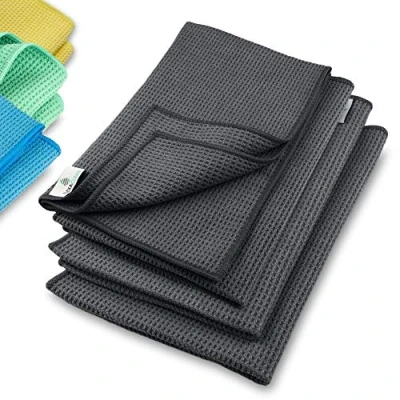 Immagine di ELEXACLEAN Panni in Microfibra DRY MASTER (Set di 4, 60x40 cm, Antracite) per Asciugare, Altamente Assorbente