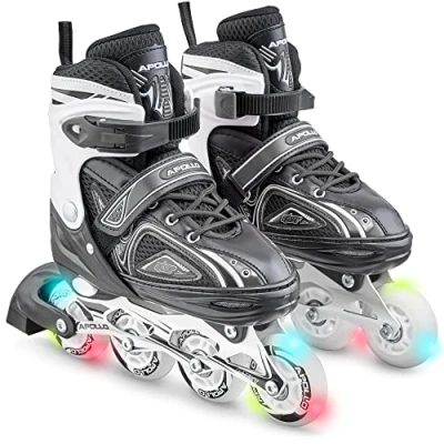 Immagine di Apollo Super blades X Pro pattini in linea regolabili fino a 4 misure per bambini rotelle LED Misura S, M, L Bambina e Bambino Comodi robusti