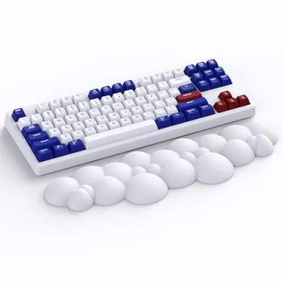 Immagine di Attack Shark Poggia Polso Cloud, Antiscivolo, Supporto Ergonomico per Polso, Mano da Scrivania Tastiera Gioco Meccanica TKL/di Dimensioni Standard, Palmo Confortevole Bianco