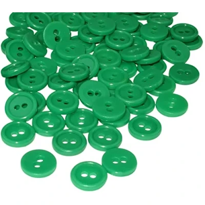 Immagine di AERZETIX C56275 Set di 100 Bottoni rotondi per cucito Ø11.5x2.2mm con 2 fori diametro apertura 2mm colore verde chiaro in plastica hobby creativo decorazione cucire merceria moda