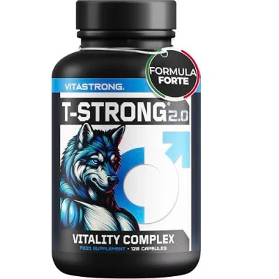 Immagine di Vitastrong Vitality Complex 120 capsule T Strong 2.0 con arginina, cordyceps, taurina, maca, fieno greco, ginseng, ginkgo, zinco, vitamina B6 Energia,benessere maschile e supporto alle prestazioni