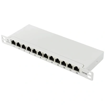 Immagine di Renkforce RF 4996628 12 Porte Patch panel 254 mm (10) CAT 6A 0.5 U Grigio
