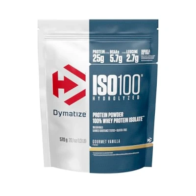 Immagine di Dymatize ISO 100 Hydrolyzed Gourmet Vanilla 570g Proteine del siero di latte idrolizzate e isolate in polvere