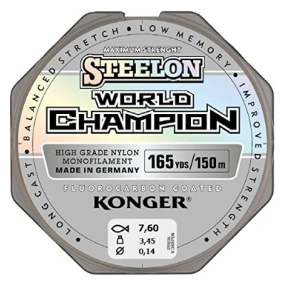 Immagine di Konger, World Champion, lenza in fluorocarbonio, 0,10 0,30 mm/150 m, monofilo super forte di alta qualità , 0,14mm / 150m