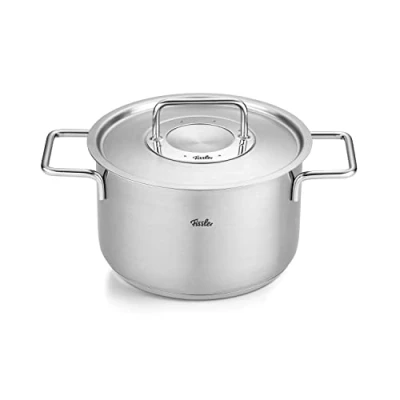 Immagine di Fissler Pure Collection Pentola in acciaio inox (diametro 16 cm, 1,9 L) con coperchio vetro, scala graduata interna, compatibile induzione