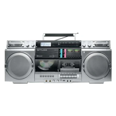 Immagine di MUSE M 380GBS Retro Cassette Boombox con lettore CD, AUX e Bluetooth, compatibile smartphone, registratore a cassette, design vintage