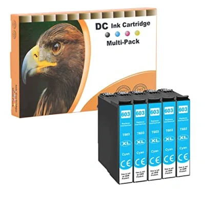 Immagine di D&amp;C 5x Ciano Cartucce d&#039;inchiostro compatibili con Epson 603 XL per Expression Home XP 2100 2105 3100 3105 4100 4105 WorkForce WF 2810DWF 2830DWF 2835DWF 2850