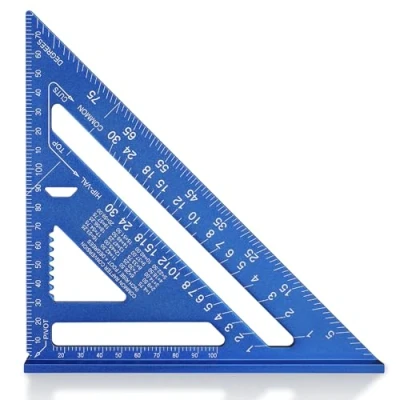 Immagine di WORKPRO Squadra da Falegname Multifunzione 180mm, Righello Triangolare Metrico in Alluminio, Combinata 45 90 ad Alta Precisione per Falegname, Conciatetti, Ingegnere (Blu)