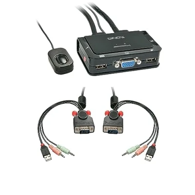 Immagine di Lindy 42342 KVM Switch Compact USB Audio VGA, 2 Porte