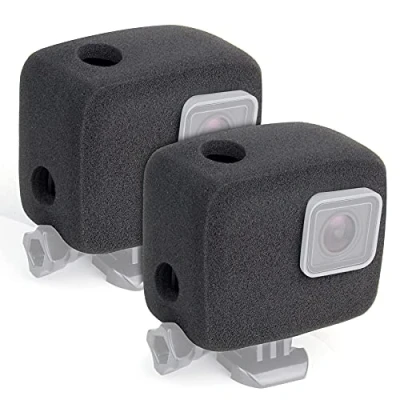 Immagine di GEPULY Custodia antivento per GoPro Hero 7, 6, 5, nero, riduce il rumore del vento una registrazione audio ottimale, confezione da 2