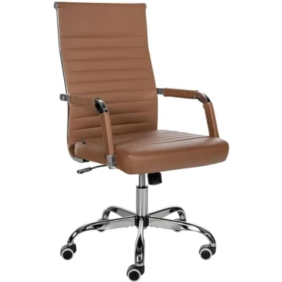Immagine di CLP Sedia Ergonomica Per Ufficio Amadora I Regolabile In Altezza E Girevole A 360 Gradi Rivestimento Similpelle O Tessuto, Colore:marrone chiaro, Materiale:Ecopelle