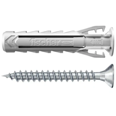 Immagine di fischer Tassello in nylon ad espansione SX Plus 5x25 con collo e viti, tutti i materiali/Blister di 25